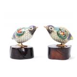 Lot 190 Adorable Miniature Chinese Cloisonne Quails wStands