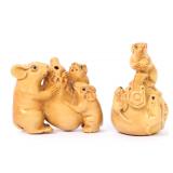 Lot 200 Chinese Wood Carved Netsuke, Mice