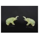 Lot 320 Fine Pair of Celadon Glass Elephants