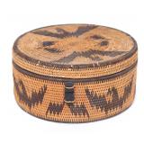 Lot 323 Indian Woven & Lidded Basket with Eagles