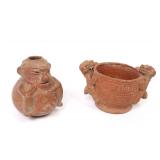 Lot 328 Two Costa Rican Pottery Anthropomorphic and Zoomorphic Vessels