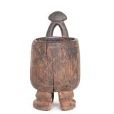 Lot 371 Chieftains Bowl w Abstract Head Handle, Bamileke Peoples