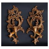 Lot 399 Sirocco Carved Wood Wall Sconces