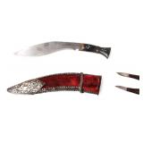 Lot 26 Ornate Nepalese Dagger w Accessories