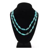 Lot 118 Lovely Dual Strand Tube Shape Turquoise Beaded Necklace