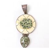 Lot 122 Gorgeous Sterling Silver, Bone & Turquoise Hand Made Pendant