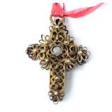 Lot 133 Filigree Silver & Pearl Cross