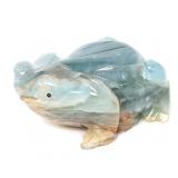 Lot 227 Adorable Squat Raw Aquamarine Carved Frog