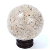 Lot 253 Extinct Dinosaur Bone Fossil Sphere with Stand