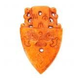 Lot 325 Chinese Orange Jade Style Pendant