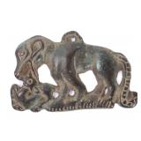 Lot 336 Chinese Feline Hunter Bronze Belt Plaque