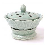 Lot 349 Chinese Crackle Glazed Incense Burner with Lid