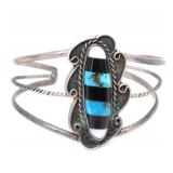 Lot 141 Gorgeous Turquoise, Jet and Shell Bracelet