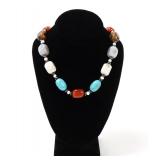 Lot 146 Lovely Hand Crafted Necklace, Mixed Mineral Beads