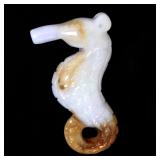 Lot 184 Chinese White and Brown Jade Style Stone Seahorse Pendant