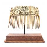 Lot 236 Tiki Face Bone Carved Comb with Stand