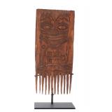 Lot 254 Pacific Northwest Wood Carved Comb wStand