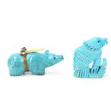 Lot 258 Pair of Turquoise Fetish Animal Carvings