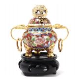 Lot 356 Chinese Miniature Champleve Censer wStand