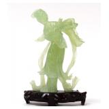 Lot 364 Chinese Serpentine Guanyin Statue with Stand