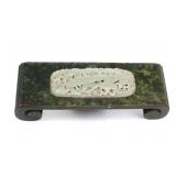 Lot 381 Chinese Ink Rest w Inset Pierced Belt Plaque
