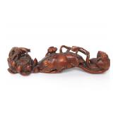 Lot 383 Lovely Chinese Boxwood Carving, Frog & Snails