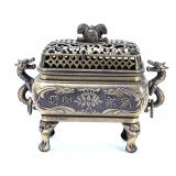 Lot 388 Chinese Dragon Four Legged Incense Burner