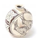 Lot 402 Beautiful Korean Porcelain Flask, Double Fish