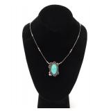 Lot 111 Lovely Turquoise & Sterling Silver Necklace