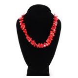 Lot 126 Gorgeous Fire Red Chunky Coral Necklace