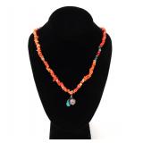 Lot 127 Gorgeous Coral, Shell & Turquoise Necklace