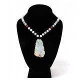 Lot 161 Gorgeous Chinese Jade Necklace, Gourd Pendant