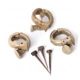 Lot 200 Trio of Tuareg Manilla Solid Brass Bracelets, 20th c. & Hair Pins