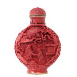 Lot 364 Cinnabar Style Chinese Snuff Bottle, Monks Trading
