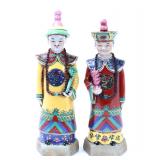 Lot 394 Chinese Emperor Statues, Wucai & Qianlong