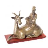 Lot 432 Chinese Bronze Monk on Gazelle
