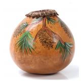 Lot 484 Folk Art Painted Gourd Storage Vessel