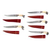 Lot 31 5 Damascus Knives & Sheath