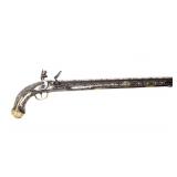 Lot 98 Enormous Ottoman Silver Inlaid Flintlock Cavalry Pistol, circa 1780-1825