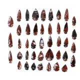 Lot 121 42 Red Jasper & Obsidian Arrowheads
