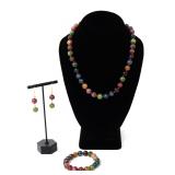 Lot 171 Gorgeous Raw Tourmaline Necklace Bracelet and Earring Set