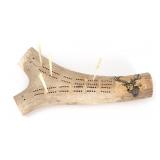 Lot 242 Handsome Elk Antler Carved Scrimshaw Cribbage Board