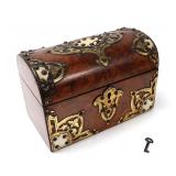 Lot 280 English Burr Walnut, Brass, & Bone Tea Caddy, circa 1860s