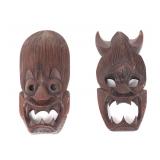 Lot 290 Two Wood Carved Tibetan Transformation Masks