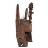 Lot 374 African Bamana Wooden Mask w Standing Female