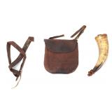 Lot 53 Early 19th Century Leather Bag with Powder Horn