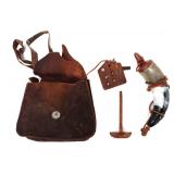 Lot 54 Civil War Leather Musket Pouch with  Tools & Powder Horn