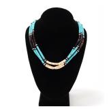 Lot 83 Gorgeous Three Strand Turquoise & Shell Necklace