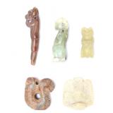 Lot 86 Group of Five Pre-Columbian Mixed Stone Pendants