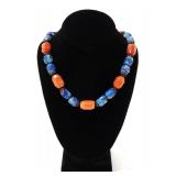 Lot 93 Gorgeous Lapis Lazuli & Coral Agate Necklace